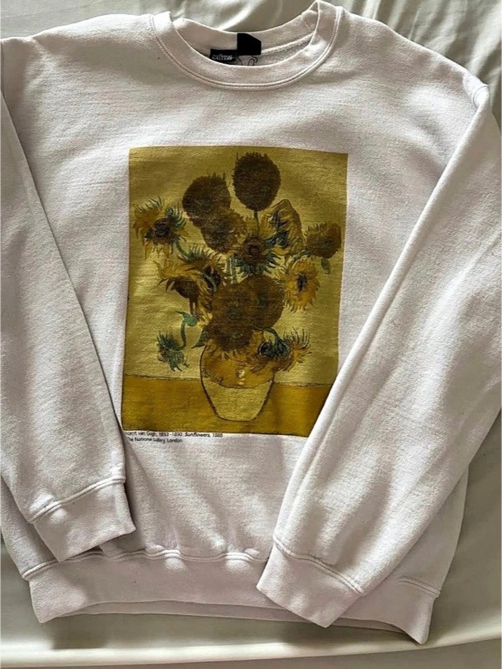 Urban Outfitters National Gallery Van Gogh Sunflowers Sweatshirt Graphic White